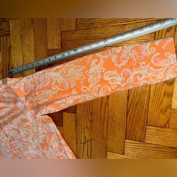 Chaps Women's Shirt Size XL Neon Orange Paisley 100% Cotton Long Sleeve Classic - Picture 8 of 10